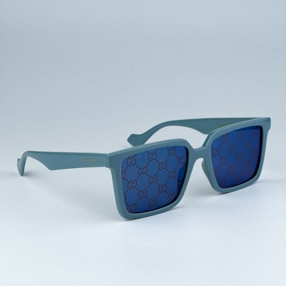NEW Gucci GG1540S 003 Light Blue Violet Logo Mirrored Men Square 55mm Sunglasses - Picture 5 of 10